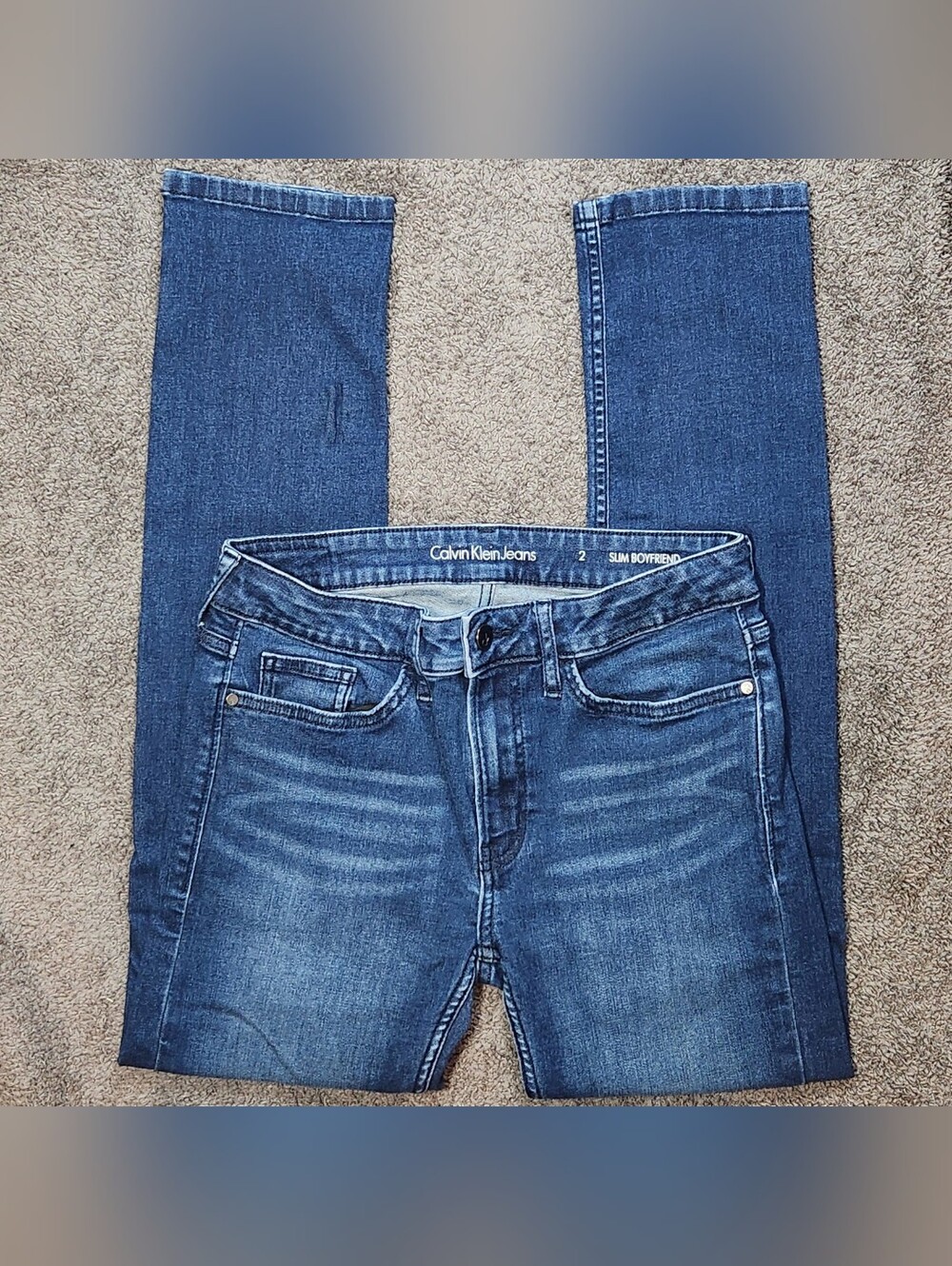 Dark Wash Calvin Klein Mid-Rise Slim Boyfriend Jeans